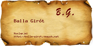 Balla Girót névjegykártya